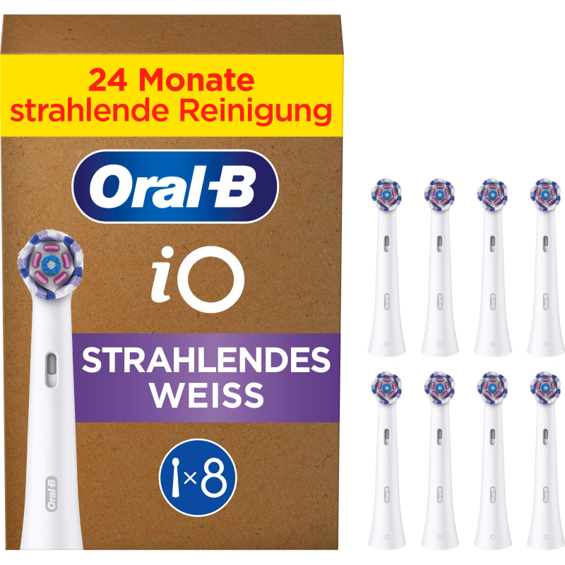 Oral-B Braun Oral-B iO Radiant White 8-pack, white brush heads, for a brightening clean