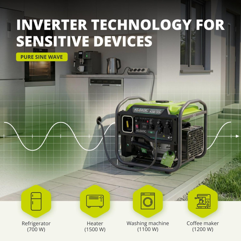 Invertora benzīna ģenerators 5000W KSB 55i, KONNER & SOHNEN