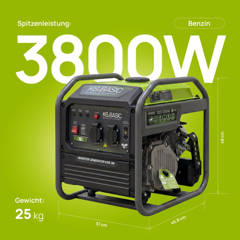 Invertora benzīna ģenerators 3500W KSB 36i, KONNER & SOHNEN