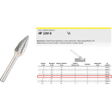Klingspor FREZ DO METALU HF 100 G FI=6,0x18mm TRZPIEŃ 6mm TYP SPG, HIPERBOLICZNY-SZPIC