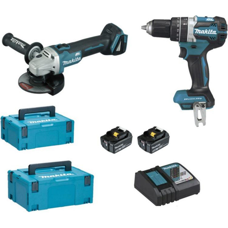 Makita ZESTAW 18V DLX2210TJ1 (DHP484Z+DGA506Z) 2x5,0Ah