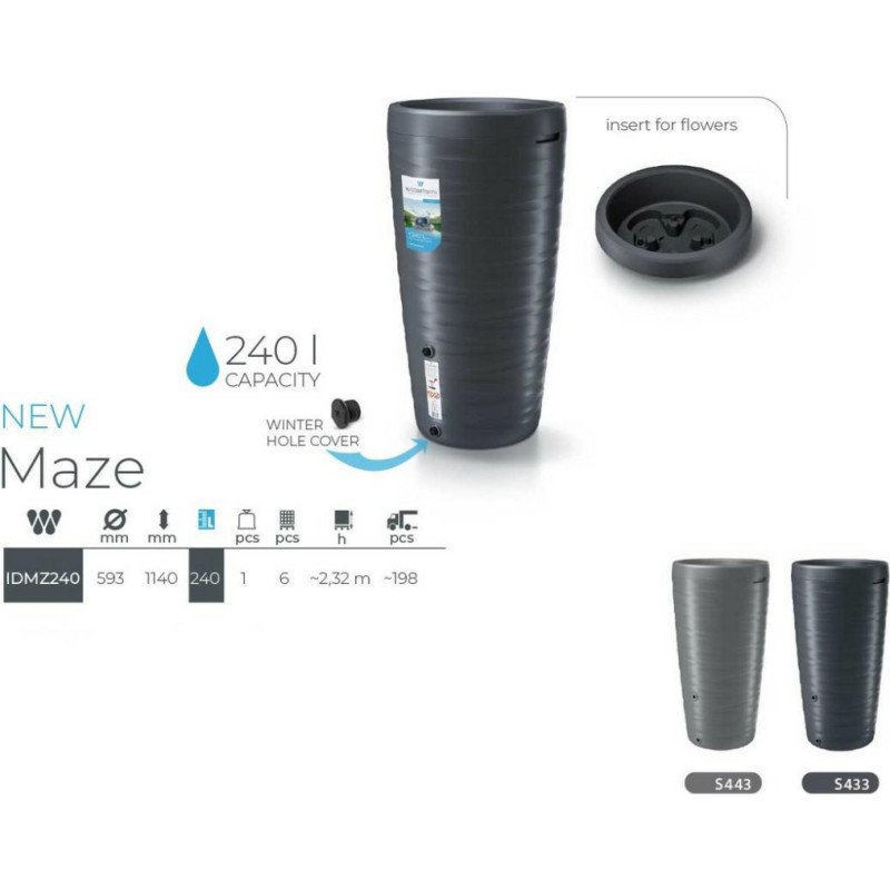 Prosperplast POJEMNIK NA DESZCZÓWKĘ 240L SZARY MAZE