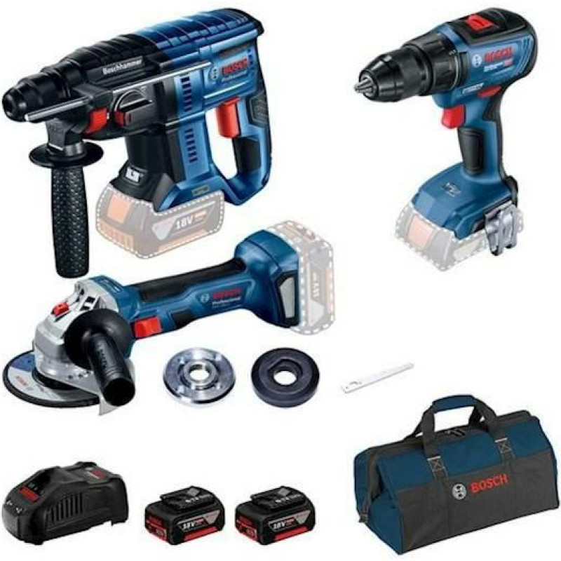 Bosch 18V KIT GBH180 + GWS180 + GSR18V-50 2X5,0AH +TORBA +LBOXX 238