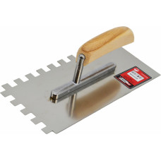 Awtools AW PLASTERING STEEL TROWEL 270mm/ 8mm NOTCHED/ WOODEN HANDLE & ALU SHANK