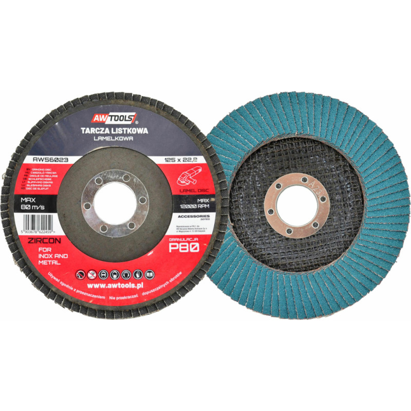 Awtools AW ZIRCON  ABRASIVE FLAP DISC 125mm P60/ INOX & METAL