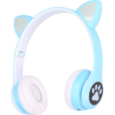 Extralink Kids Cat-Ear Wireless Headphones Blue | Wireless Headphones | Bluetooth 5.0, RGB Lighting