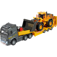 Simba-Dickie Majorette Volvo Truck FH-16 with trailer and wheel loader, toy vehicle (orange/grey, with light and sound)