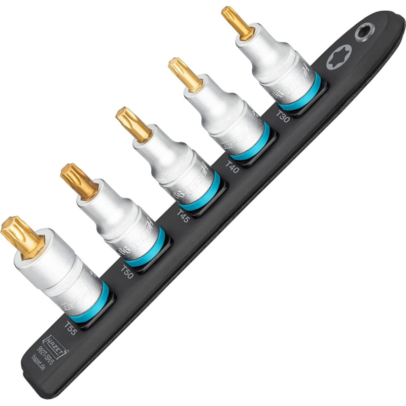 Hazet SmartRail 1/2 socket set TORX, 5 pieces (black, T30 - T55, short)