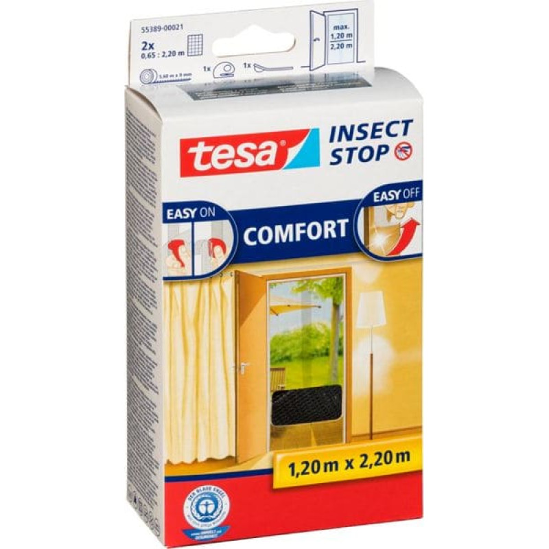 Tesa Fliegengitter f&uuml;r T&uuml;ren 2 St&uuml;ck 0,65x2,20m schw. 55389