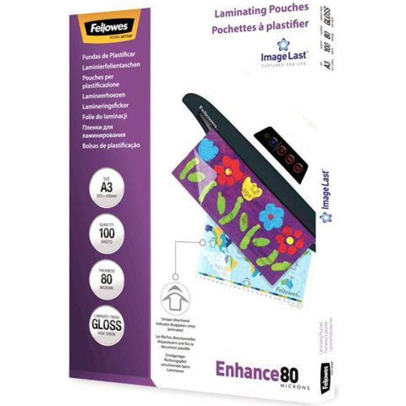 Fellowes LAMINATOR POUCH IMAGELAST/A3 80 100PCS 5306207 FELLOWES