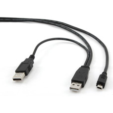 Gembird CABLE USB2 DUAL AM-MINI 0.9M/BLACK CCP-USB22-AM5P-3 GEMBIRD