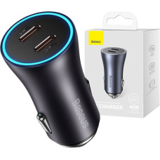 Baseus Golden Contactor Pro car charger, 2x USB-C, 40W (Dark Gray)