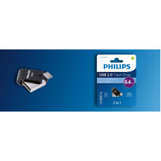 Philips FM64FD70B/00 USB zibatmiņa 64 GB USB Type-A 2.0 Melns