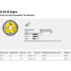Klingspor TARCZA DO CIĘCIA ALUMINIUM 125mm x 1,0mm x 22,2mm  A60N Supra