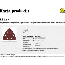 Klingspor KRĄŻEK ŚCIERNY SAMOPRZYCZEPNY TRÓJKĄTNY 96mm  PS22K gr.120 GLS15 /50szt.