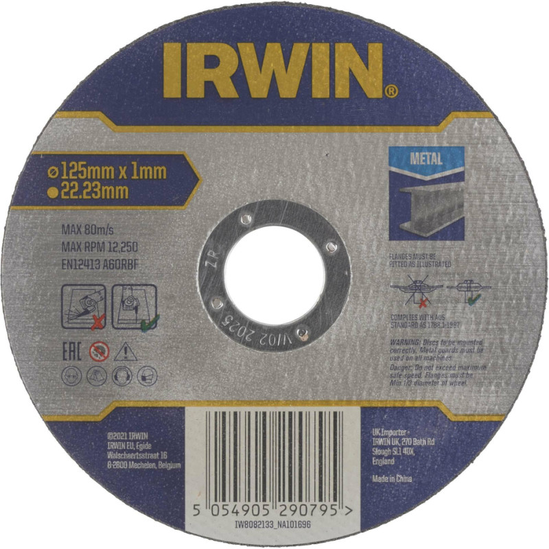 Irwin TARCZA DO CIĘCIA METALU PŁASKA 125mm x 1,0mm x 22,23mm