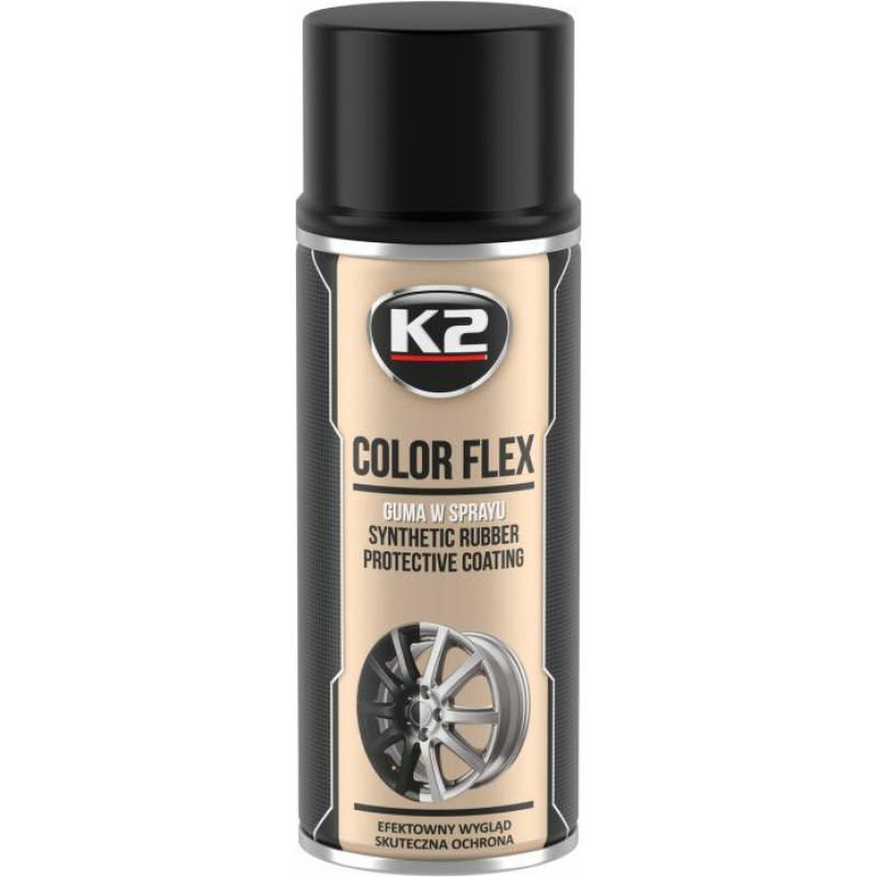 K2 COLOR FLEX GUMA W SPRAYU - CZARNY POŁYSK 400ML