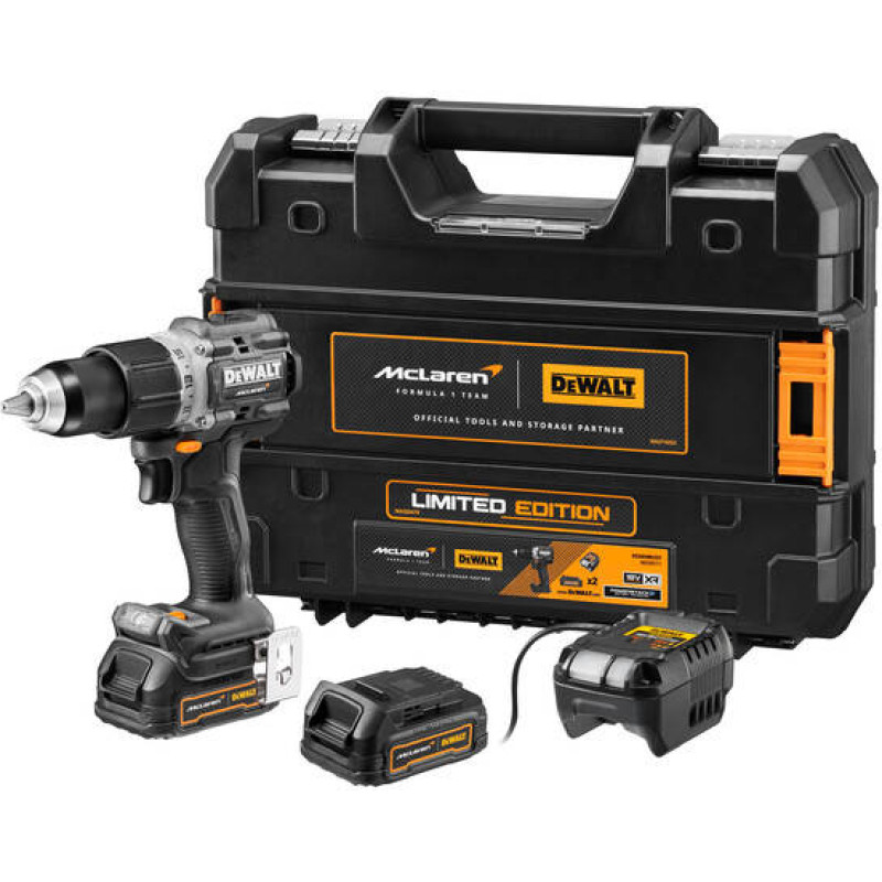 Dewalt WKRĘTARKA UD.18V DCD85ME2GT 90Nm 2x1,7Ah POWERSTACK GNF BL TSTAK MCLAREN