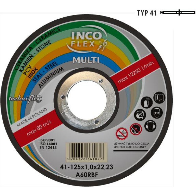Incoflex TARCZA UNIWERSALNA METAL / PCV / BETON 125 x 1,6mm MULTI