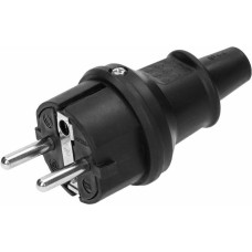 Orno WTYCZKA GUMOWA MINI  IP44 CZARNA 2P+Z UNI SCHUKO