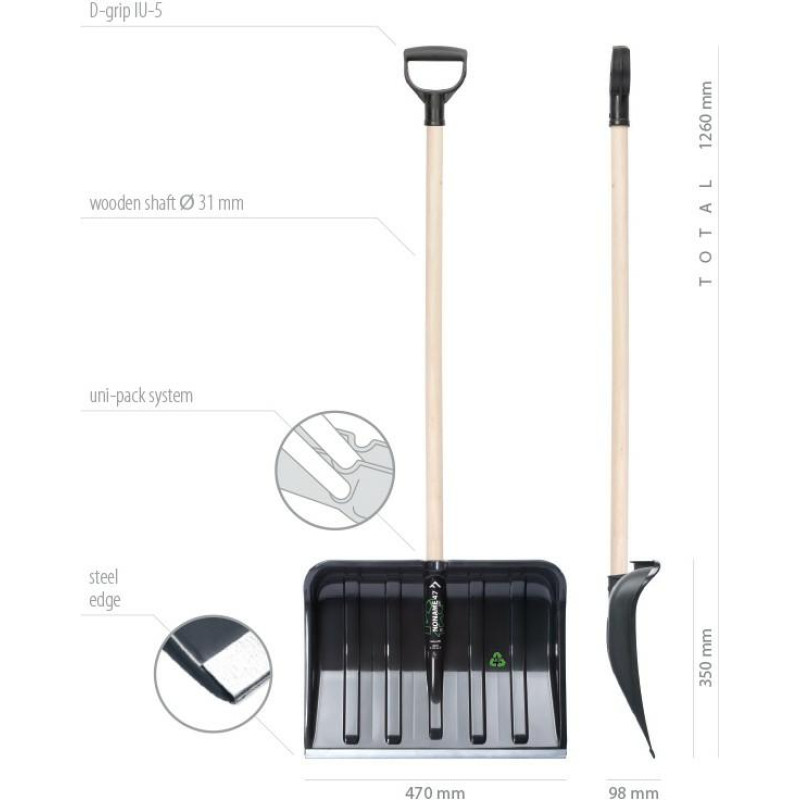 Prosperplast ŁOPATA DO ŚNIEGU 47 ECO CZARNA