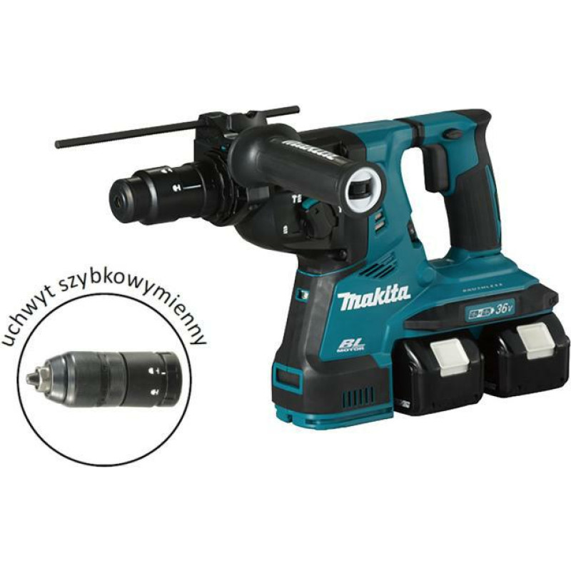 Makita MŁOT WIERCĄCO-KUJĄCY SDS-PLUS 2x18V 2,9J AVT 2x5,0Ah +UCHWYT DHR283T2JU