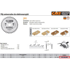 CMT PIŁA UNIWERSALNA, DO CIĘCIA WZDŁUŻNEGO I POPRZECZNEGO HM D=190 Z=24 K=2,6 P=1,6