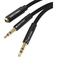 Vention Cable audio mini jack 3.5mm female to 2x mini jack 3.5 mm male Vention BBLBAB 0.6m (black)