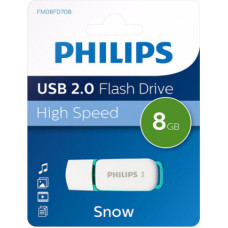 Philips FM08FD70B USB zibatmiņa 8 GB USB Type-A 2.0 Tirkīzs, Balts