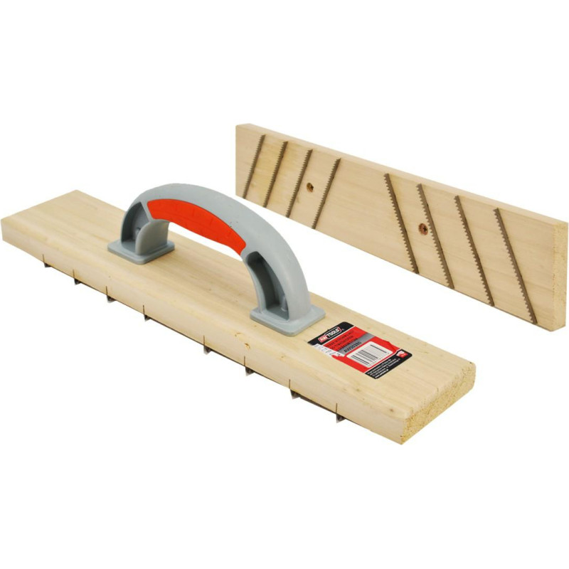 Awtools AW WOODEN BLOCK PLASTERING SCRAPER 400mm/ STAINLESS STEEL NOTCHED BLADE & 2C HANDLE