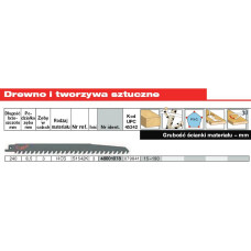 Milwaukee BRZESZCZOT DO PIŁY SZABLASTEJ 240/8,5mm HCS 3szt. DREWNO