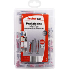 Fischer practical helpers for outdoor and wet rooms, stainless steel, dowels (light grey/red, 130 pieces)