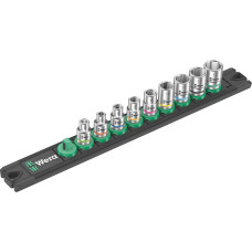 Wera A 4 socket magnet strip Zyklop socket set 1/4 (black/green, 9 pieces)