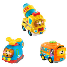 Vtech Tut Tut Baby Flitzer - Set of 3 Coach, Helicopter, Concrete Mixer, Toy Vehicle