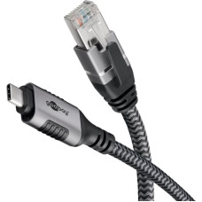 Goobay Ethernet cable USB-C 3.2 Gen1 plug > RJ-45 plug, LAN adapter (black/silver, 5 meters)