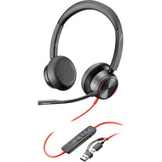 HP Poly Blackwire 8225 USB-C Stereo Headset + USB-C/A Adapter (Black, Certified for Microsoft Teams)