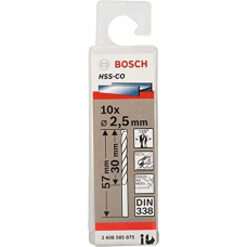 Bosch metal twist drill HSS-Co, DIN 338, 2.5mm (10 pieces, working length 30mm)