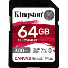 Kingston Memory card SD 64GB Canvas React Plus 300/260 UHS-II U3