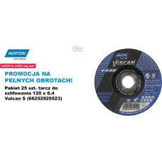 Norton TARCZA DO SZLIFOWANIA VULCAN 125mm x 6,4mm A30S DO METALU  /25szt.