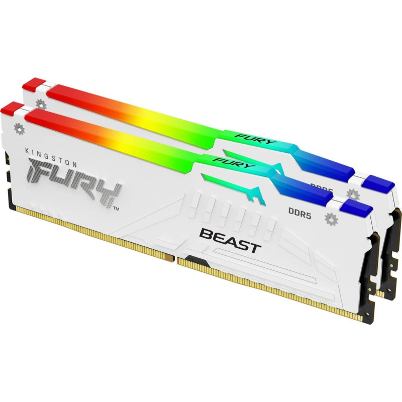 Kingston DDR5 - 32GB - 6000 - CL - 30 (2x 16 GB) Dual-Kit (white, KF560C30BWAK2-32, FURY Beast RGB, INTEL XMP)
