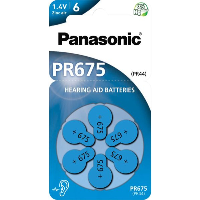 Panasonic PR 675 Zinc Air 6 pcs. Hearing Aid Cells