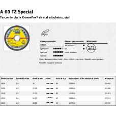 Klingspor TARCZA DO CIĘCIA METALU 115mm x 1,0mm x 22,2mm  A60 TZ Special