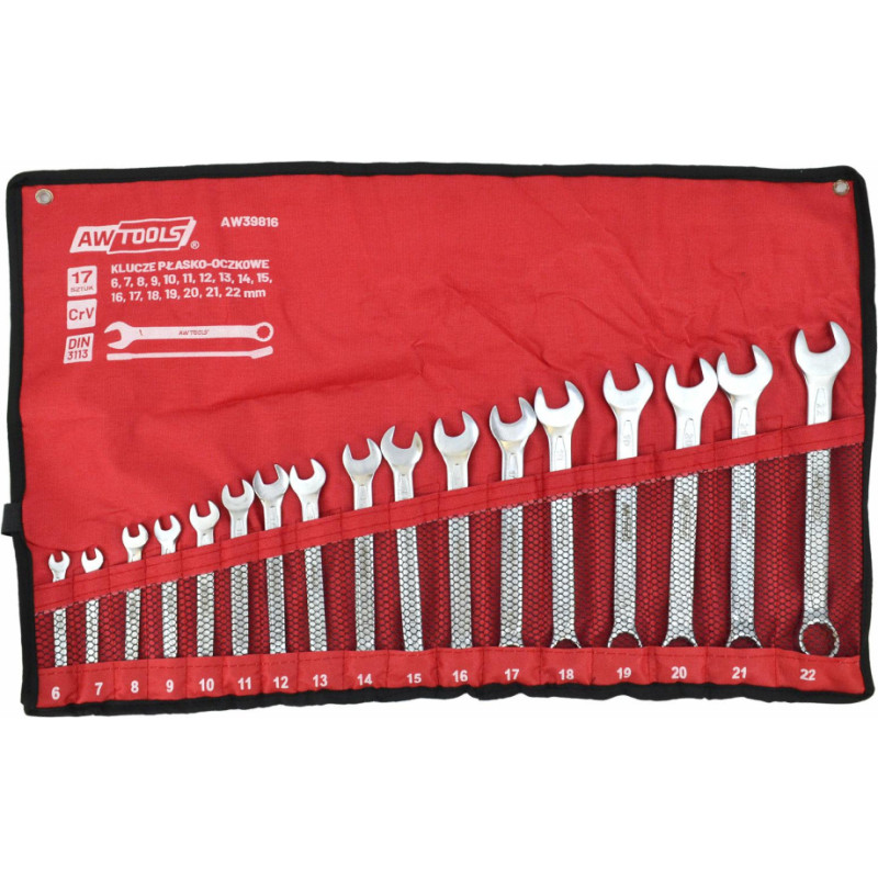 Awtools AW COMBINATION WRENCH SET 17pcs 6-22mm