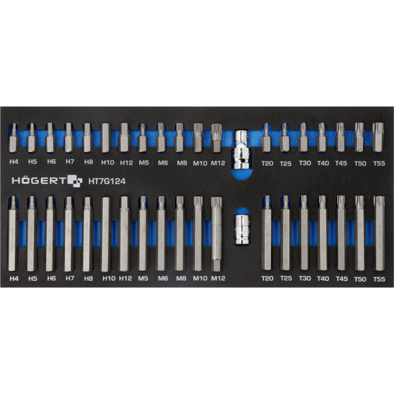 Hogert KOŃCÓWKI HEX/ TORX/ SPLINE 40cz. / WKŁAD EVA