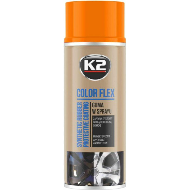 K2 SYNTETYCZNA POWŁOKA GUMOWA W SPRAYU. COLOR FLEX GUMA W SPRAYU-POMARAŃCZOWY 400ML