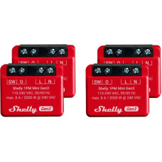 Shelly Plus 1 PM Mini Gen3 Economy Pack, Relay (Red, Pack of 4)