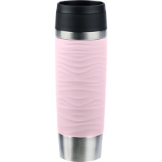 Emsa TRAVEL MUG Waves Grande thermal mug (light pink/stainless steel, 0.5 liters)