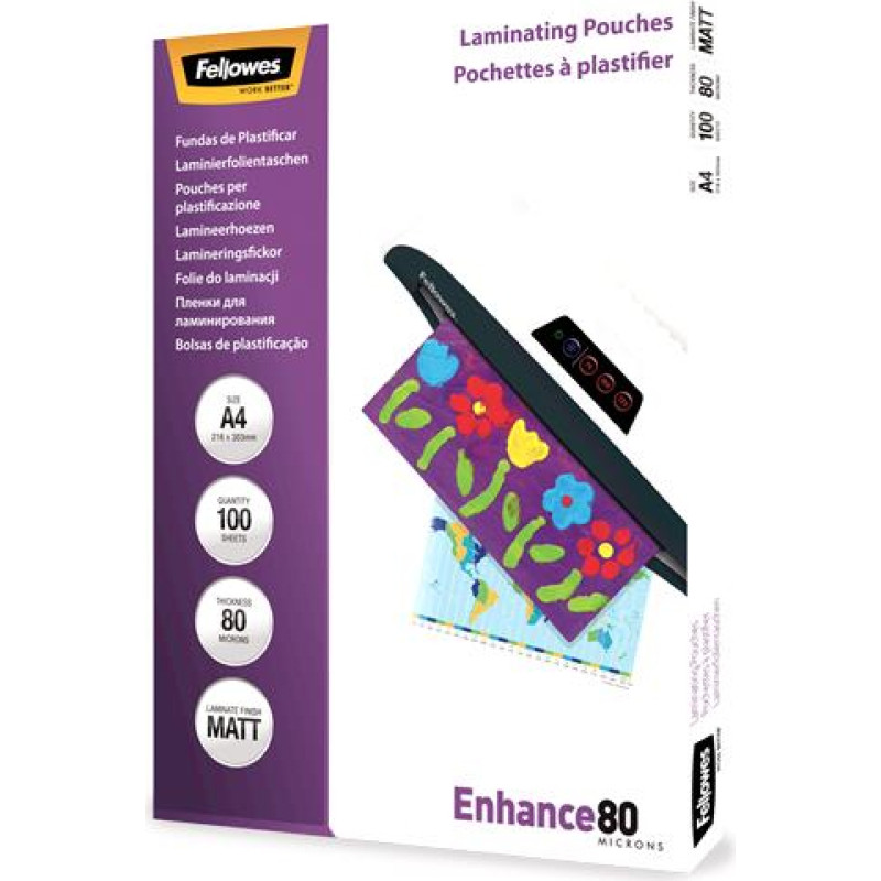 Fellowes LAMINATOR POUCH MATT/A4 80 100PCS 5452103 FELLOWES