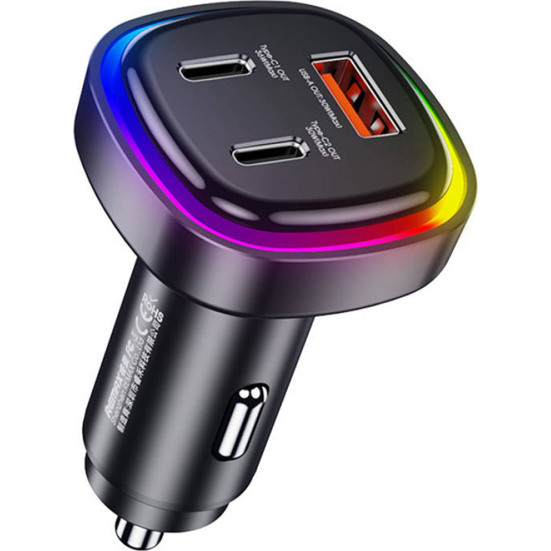 Remax Car charger USB, 2x USB-C Remax RCC330, 66W (black)