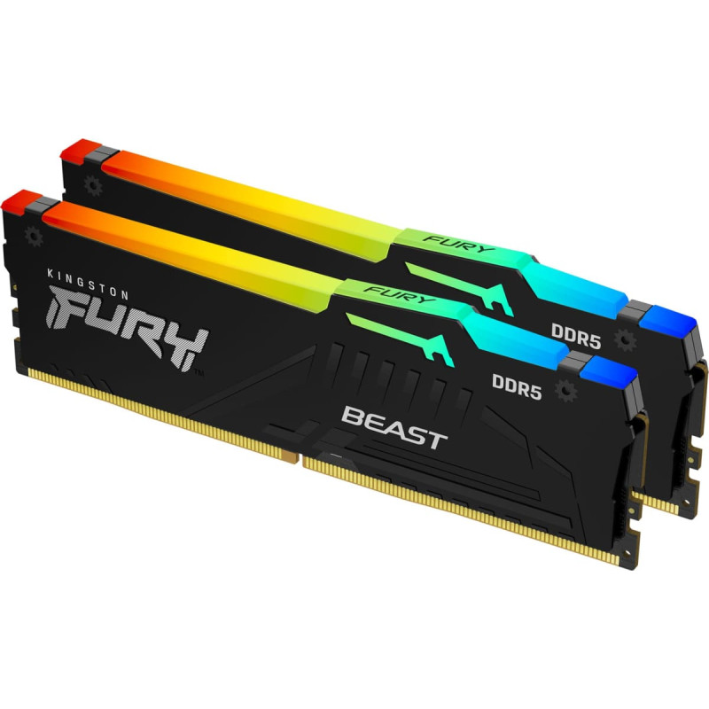Kingston DDR5 32GB 5200 - CL - 40 - Dual-Kit - DIMM - KF552C40BBAK2-32, Fury Beast RGB, black